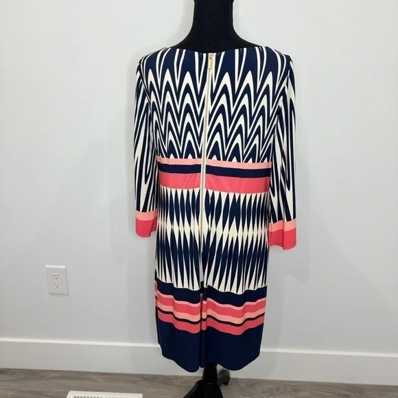 Eliza J Blue & Pink Shift A-Line Midi Dress (Size 12) - Picture 6 of 8